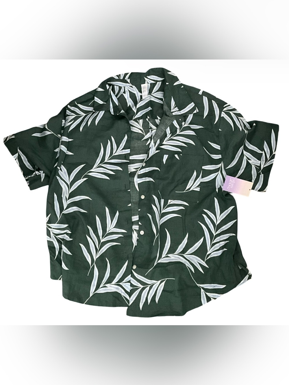 Shade & Shore NWT Men’s Green Tropical Palm Leaf Button-Up Camp Shirt XXL